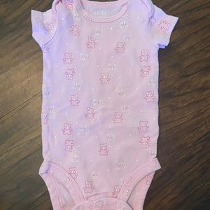0-3M pink onesie with pink bears